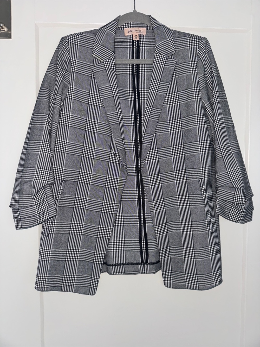 Philosophy grey plaid blazer size medium